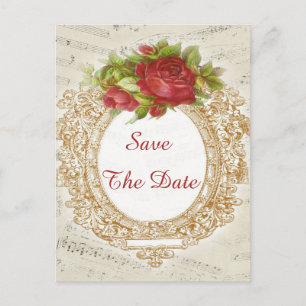  100e verjaardag Rood roodroze Lijst — Muziekblad Aankondigingskaart