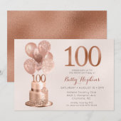 100e verjaardag Roos Gold Cake Kaart (Voorkant / Achterkant)