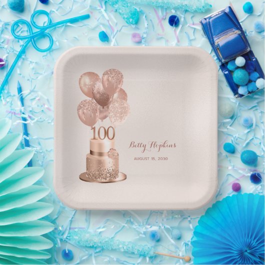 100e verjaardag Roos Gold Cake Paper Bord (Feest)