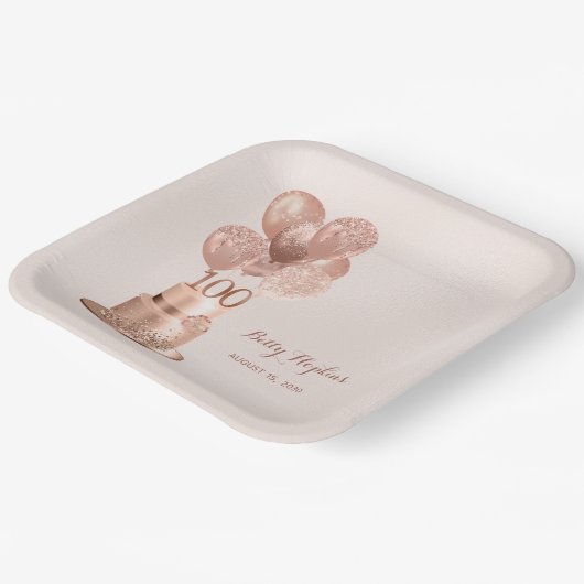 100e verjaardag Roos Gold Cake Paper Bord (Gebogen)