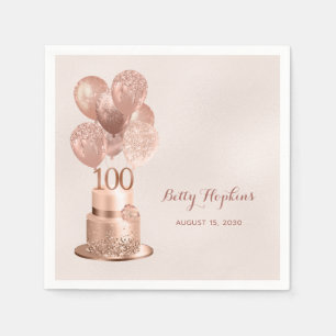 100e verjaardag Roos Gold Cake Servet