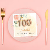 100e verjaardag roos goud eucalyptusmonogram servet