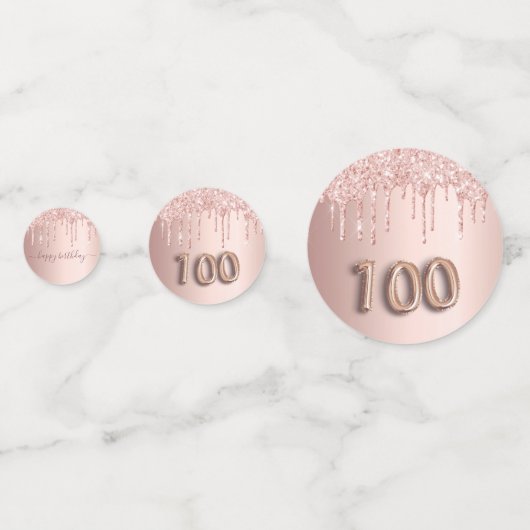 100e verjaardag roos goud glitter roze monogram confetti (Achterkanten)