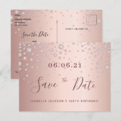 100e verjaardag roos gouddiamanten met uitzonderin briefkaart (Voorkant / Achterkant)