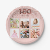 100e verjaardag roos gouden glitter foto papieren bordje (Voorkant)