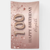100e verjaardag roos gouden roze sterren ballonsch spandoek (Verticaal)