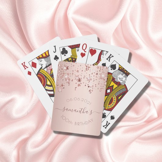 100e verjaardag roos gouden sterren glamoureus pokerkaarten