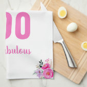 100e verjaardag roze bloemenuniek theedoek (Quarter Fold)