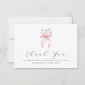 100e Verjaardag Roze Bow Wildflower Custom Flat Bedankkaart (Voorkant)