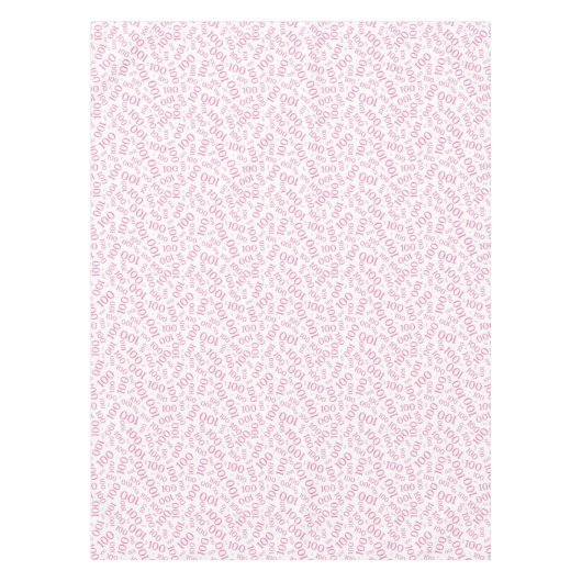 100e verjaardag roze en wit nummerpatroon tafelkleed (Voorkant)