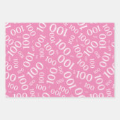 100e verjaardag Roze en Witte nummerpatroon 100 Inpakpapier Vel (Voorkant 2)