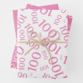 100e verjaardag Roze en Witte nummerpatroon 100 Inpakpapier Vel (In situ)