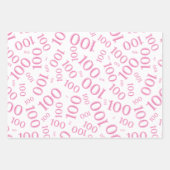 100e verjaardag Roze en Witte nummerpatroon 100 Inpakpapier Vel (Voorkant)