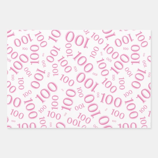 100e verjaardag Roze en Witte nummerpatroon 100 Inpakpapier Vel (Voorkant)
