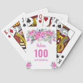 100e verjaardag roze filmkaarten pokerkaarten