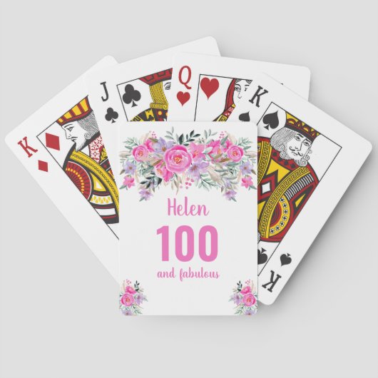 100e verjaardag roze filmkaarten pokerkaarten (Achterkant)