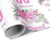 100e verjaardag roze floral cadeaupapier (Rol Hoek)