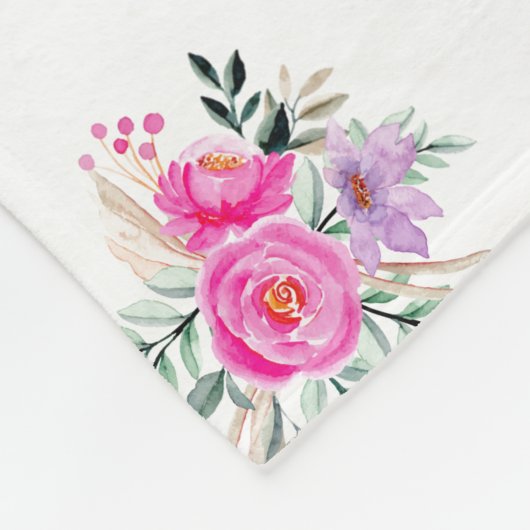 100e verjaardag roze floral fleece deken (Hoek)