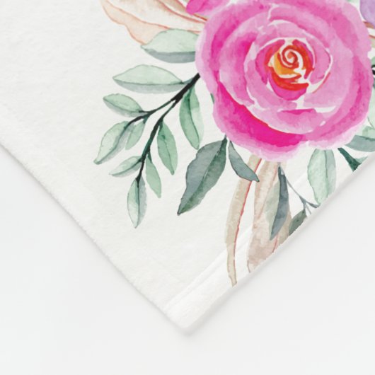 100e verjaardag roze floral fleece deken (Hoek)