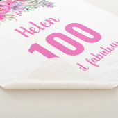 100e verjaardag roze floral sherpa deken (3/4)