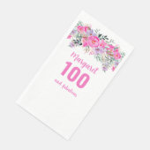 100e verjaardag roze flypartij servet (Hoek)