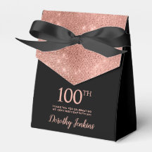 100e Verjaardag Roze Goud Bedankt Favor Doos