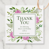 100e verjaardag Roze hydrangeas Hartelijk dank Bedankjes Labels (Achterkant)