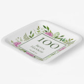 100e verjaardag Roze hydrangeas Papieren Bordje (Gebogen)