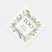 100e verjaardag Roze hydrangeas Servet (Hoek)