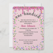 100e verjaardag roze ijsjes en strooisel kaart (Voorkant)