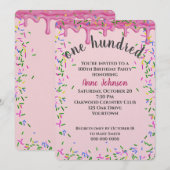 100e verjaardag roze ijsjes en strooisel kaart (Voorkant / Achterkant)