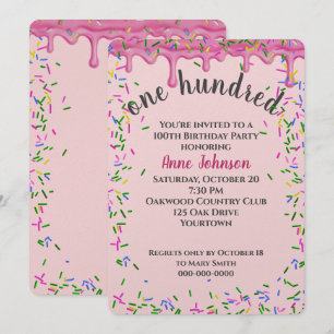 100e verjaardag roze ijsjes en strooisel kaart