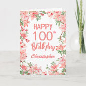 100e verjaardag Roze pekelpernenbloemen Kaart (Voorkant)