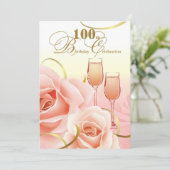 100e verjaardag. Roze perzikRozen Kaart (Staand voorkant)
