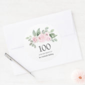 100e verjaardag Roze Rose Eucalyptus Ronde Sticker (Envelop)
