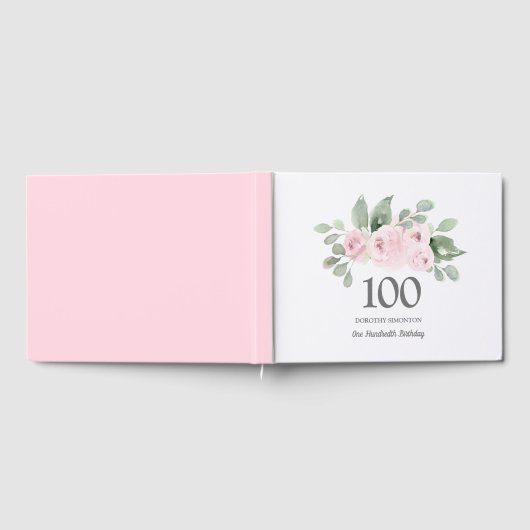 100e verjaardag Roze Rose Floral Gastenboek (Volledig)