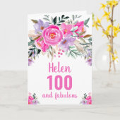 100e verjaardag roze waterverf floraal kaart (Gele Bloem)