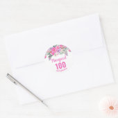 100e verjaardag roze waterverf floraal ronde sticker (Envelop)