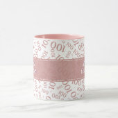 100e verjaardag Roze & Wit Willekeurig nummerpatro Mok (Midden)