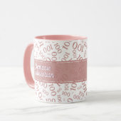 100e verjaardag Roze & Wit Willekeurig nummerpatro Mok (Voorkant links)