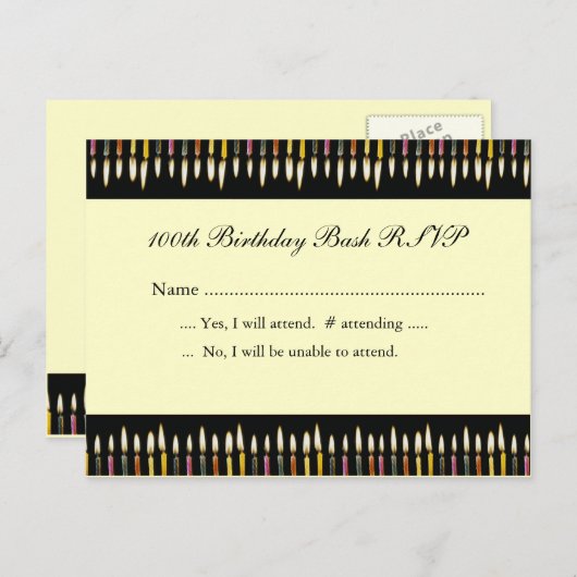 100e verjaardag RSVP-kaart Uitnodiging Briefkaart (Voorkant / Achterkant)