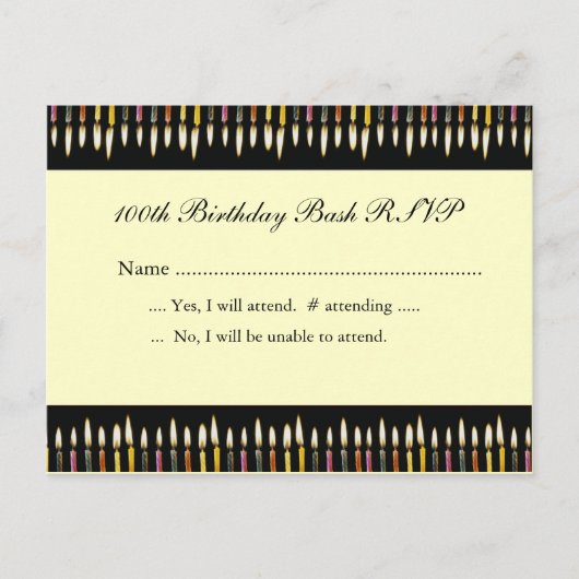 100e verjaardag RSVP-kaart Uitnodiging Briefkaart (Voorkant)