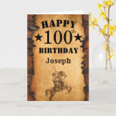 100e verjaardag Rustic Country Western Cowboy Hors Kaart (Gele Bloem)