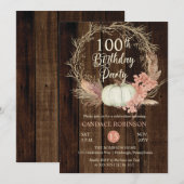 100e verjaardag - Rustic Pumpkin Pampas Wreath Kaart (Voorkant / Achterkant)