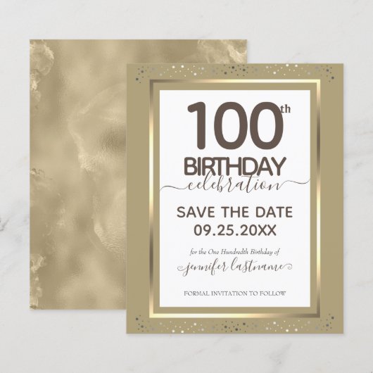 100e verjaardag Save the Date Budget Invitation (Voorkant / Achterkant)