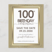 100e verjaardag Save the Date Budget Invitation (Voorkant)