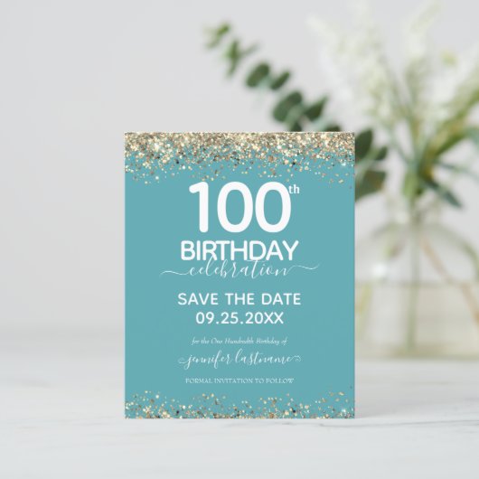 100e verjaardag Save the Date Budget Invitation (Staand voorkant)