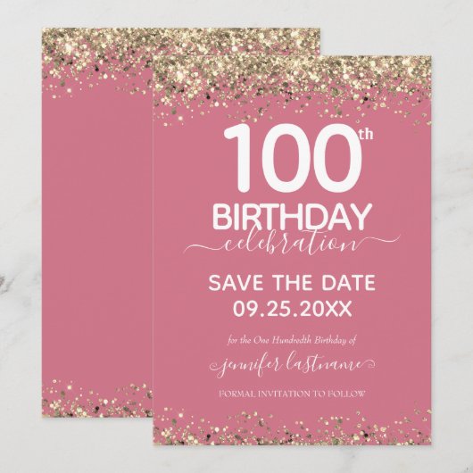 100e verjaardag Save the Date Kaart (Voorkant / Achterkant)