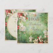 100e verjaardag Shabby Chic Hibiscus Flowers Kaart (Voorkant / Achterkant)