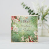 100e verjaardag Shabby Chic Hibiscus Flowers Kaart (Staand voorkant)